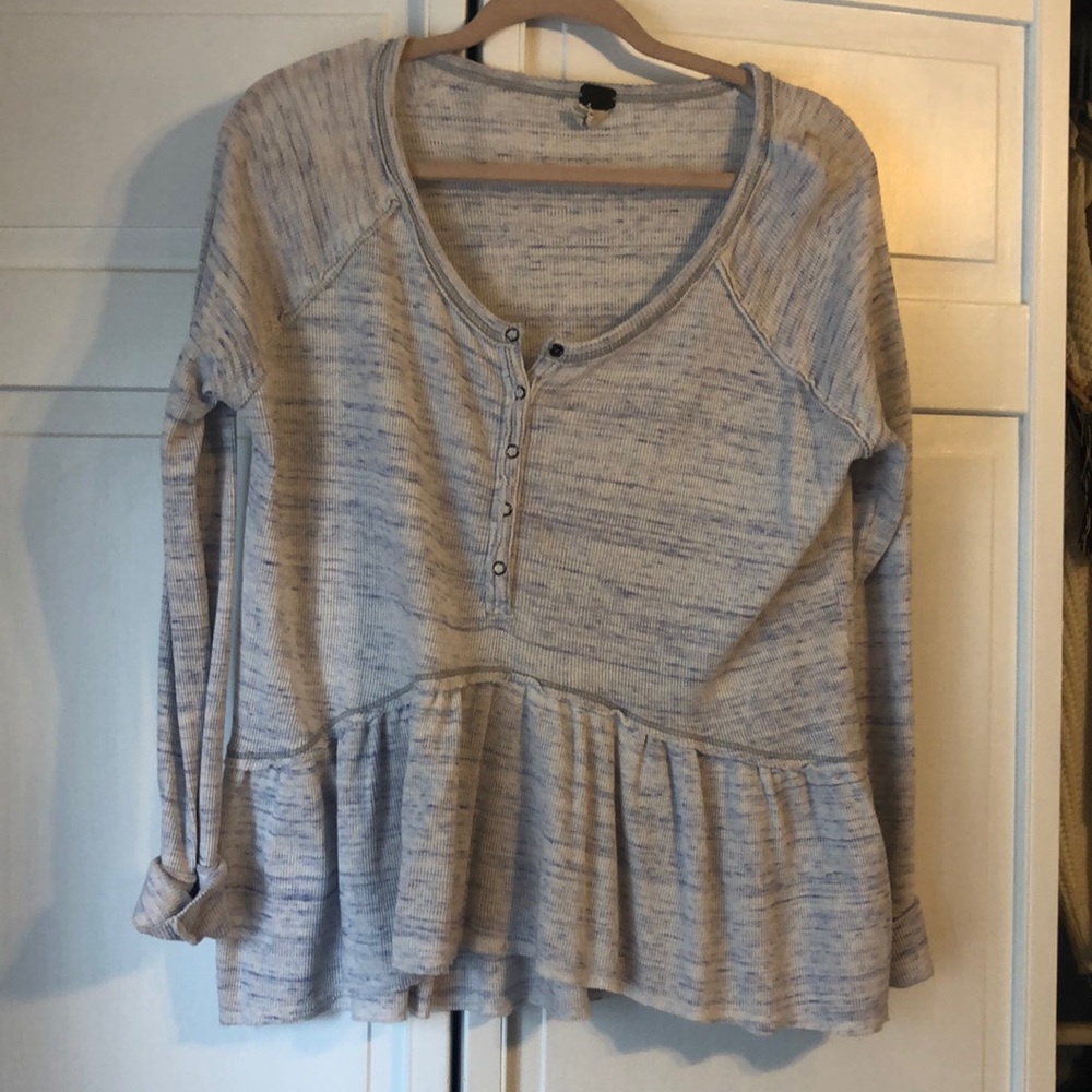 Free people light blue and white peplum